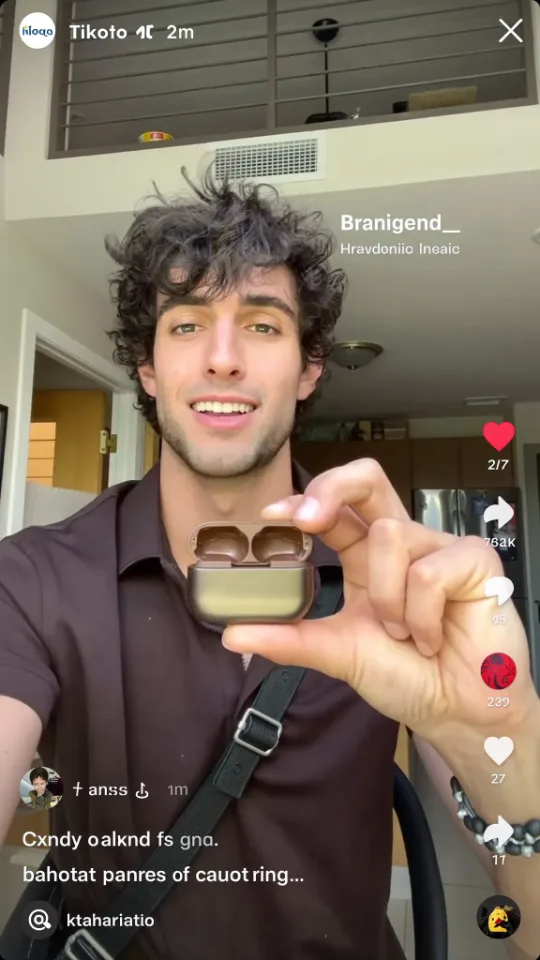 AI avatar presenting wireless earbuds